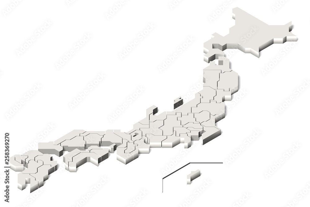 日本地図 白地図 アイソメトリック Stock イラスト Adobe Stock