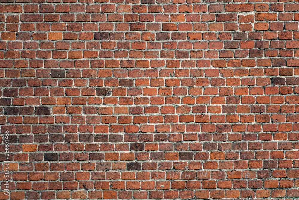 Macro texture of a beautiful red brickwork.