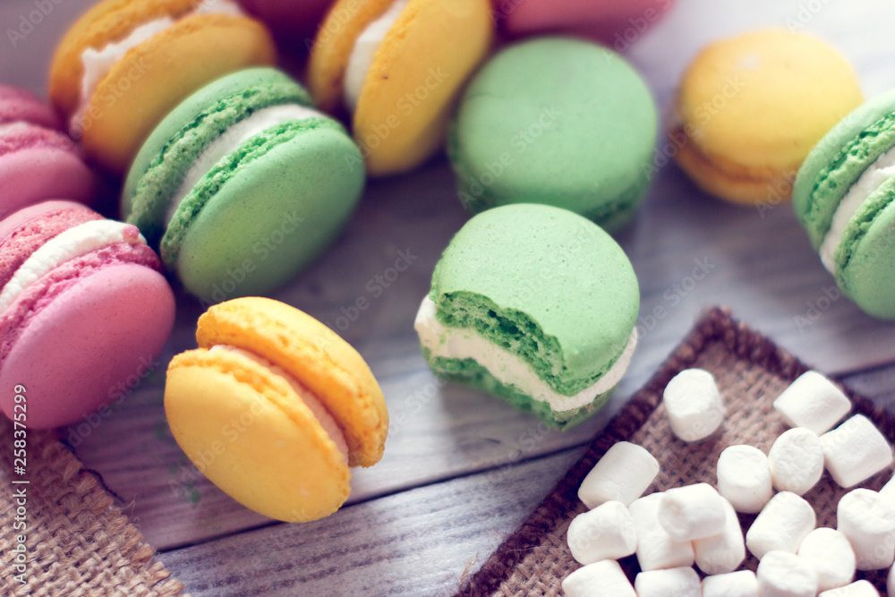 colorful macaroons and marshmallow colorful macaroons and marshmallow
