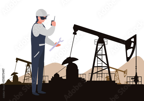 oil industry worker with tools avatar character