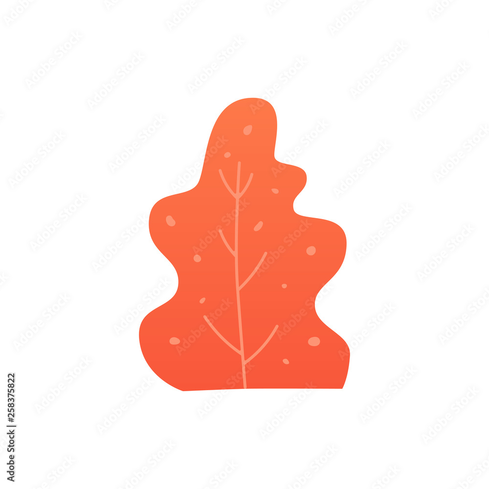 Vector illustration of underwater seaweed in flat style. Red alga plant isolated on white background for logotype, card, design concept, mobile app.