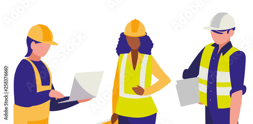 group of builders working