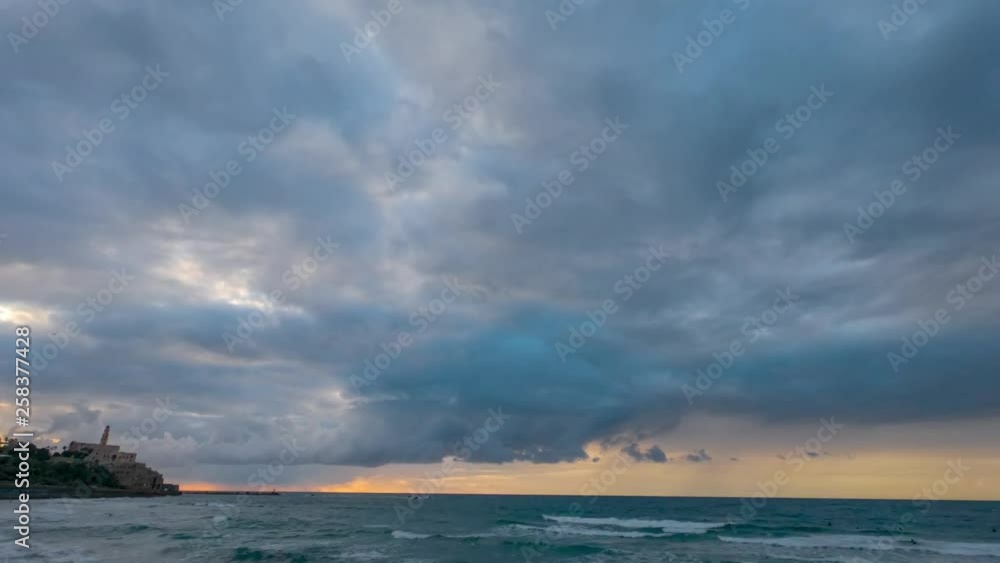 Tel Aviv Jaffa cloudscape sunset time lapse Tel Aviv Jaffa cloudscape sunset time lapse