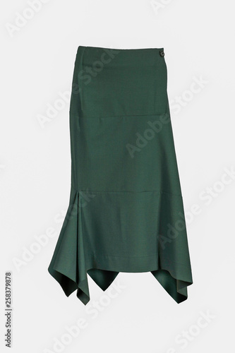 Green skirt isolated on grey background