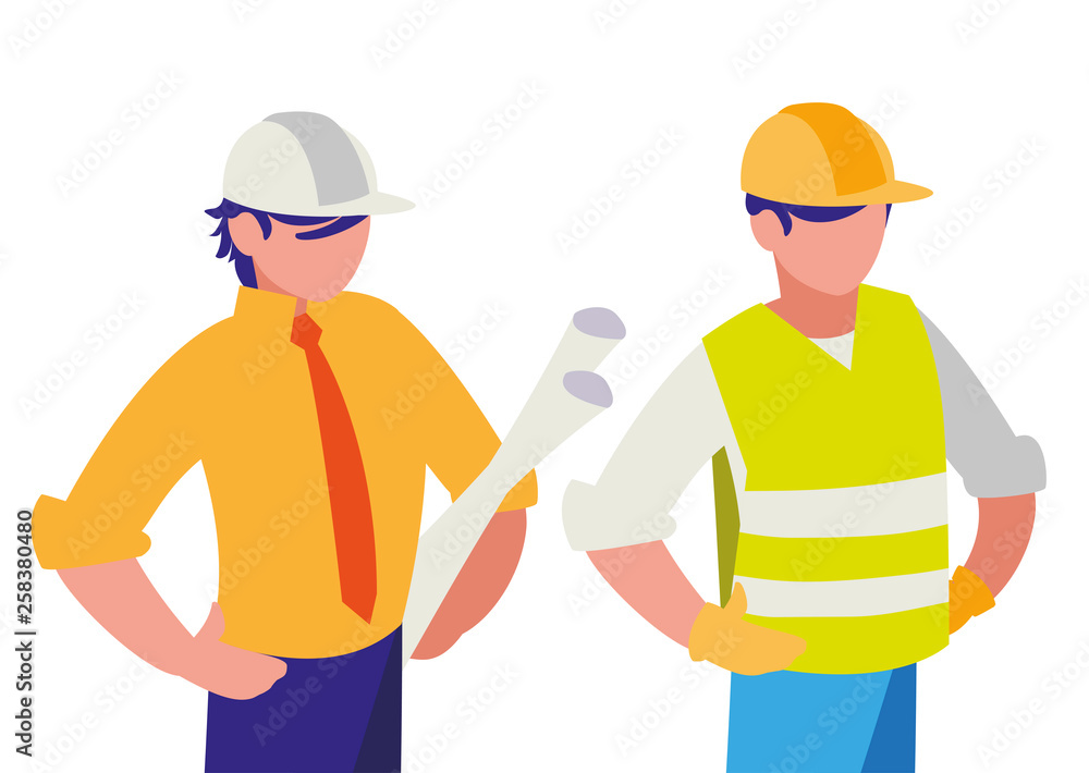 couple of men builders working couple of men builders working