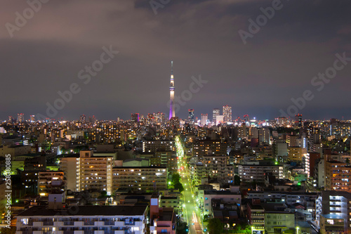 aerial photography of Tokyo night view. Tokyo, Japan 