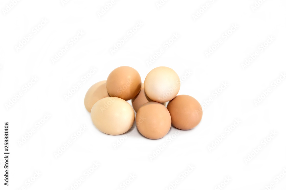 Fresh diet homemade chicken eggs on white background. Fresh diet homemade chicken eggs on white background.