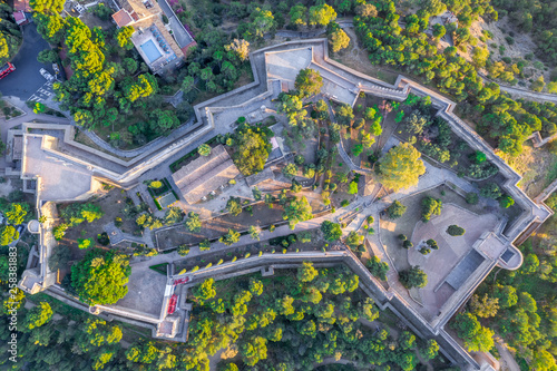 Malaga aerial view of the Alcazaba, cathedral and port