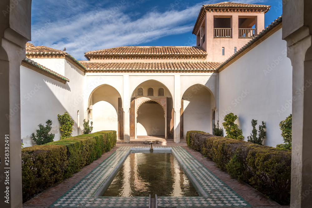 Fototapeta premium Malaga Alcazaba castle decorative Moorish style door frames of the palace