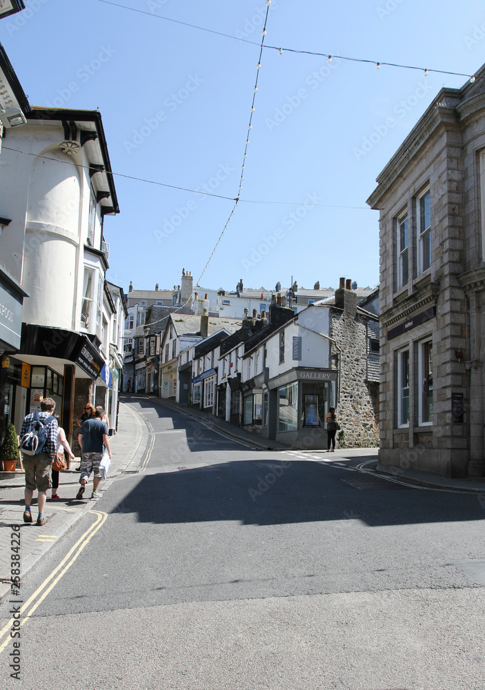 A typical cornish town street in Saint Ives, wesley passage. Saint Ives, Cornwall, England, UK