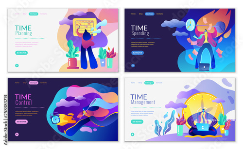 Four banners, pages of the site, on time management and control © Vectorcreator