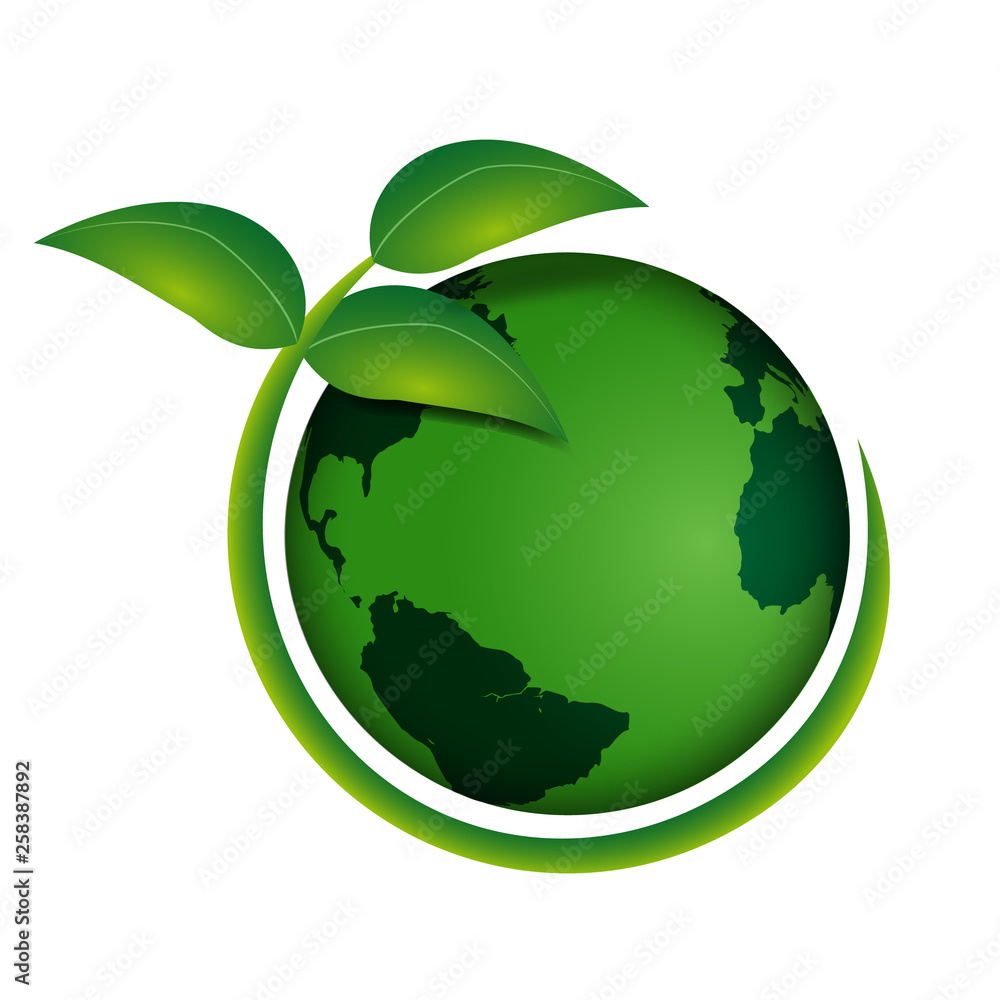 Pianeta terra ecologico con pianta verde intorno Pianeta terra ecologico con pianta verde intorno