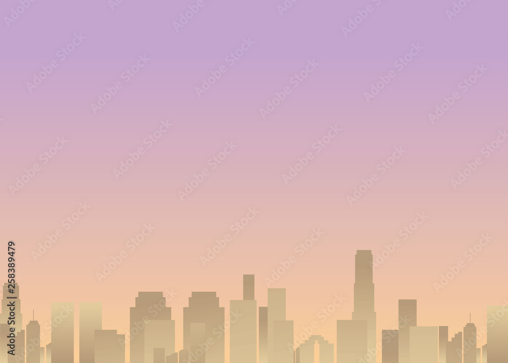Sun rise city, cartoon vector illustration for web and print