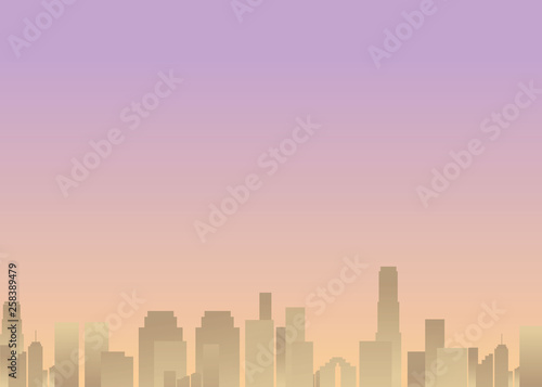 Sun rise city, cartoon vector illustration for web and print
