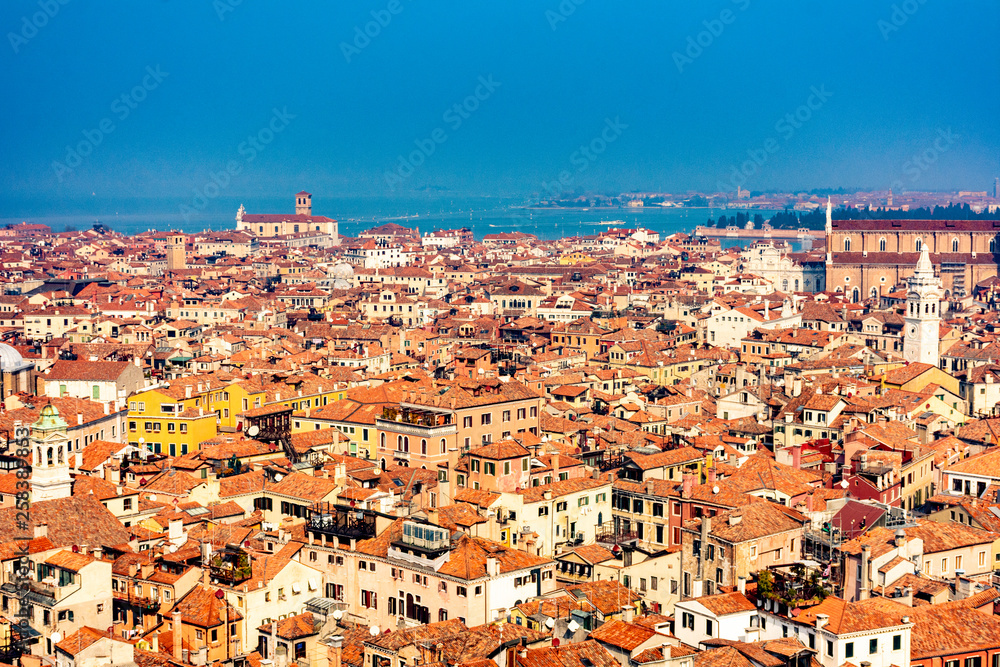 taly, Venice, panorama of the city from the belvedere of the bell tower of San Marco