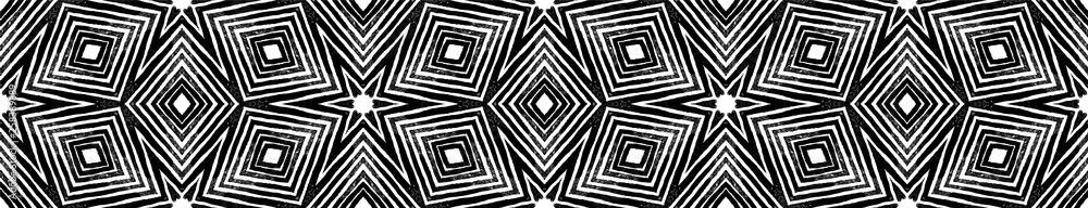 Dark black and white Seamless Border Scroll. Geome Dark black and white Seamless Border Scroll. Geome