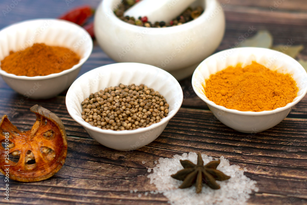 the spices of the world are bright and colorful for culinary gourmet dishes in the kitchen. the spices of the world are bright and colorful for culinary gourmet dishes in the kitchen.