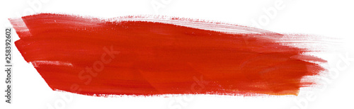Canvas Print inked watercolor strip on paper red