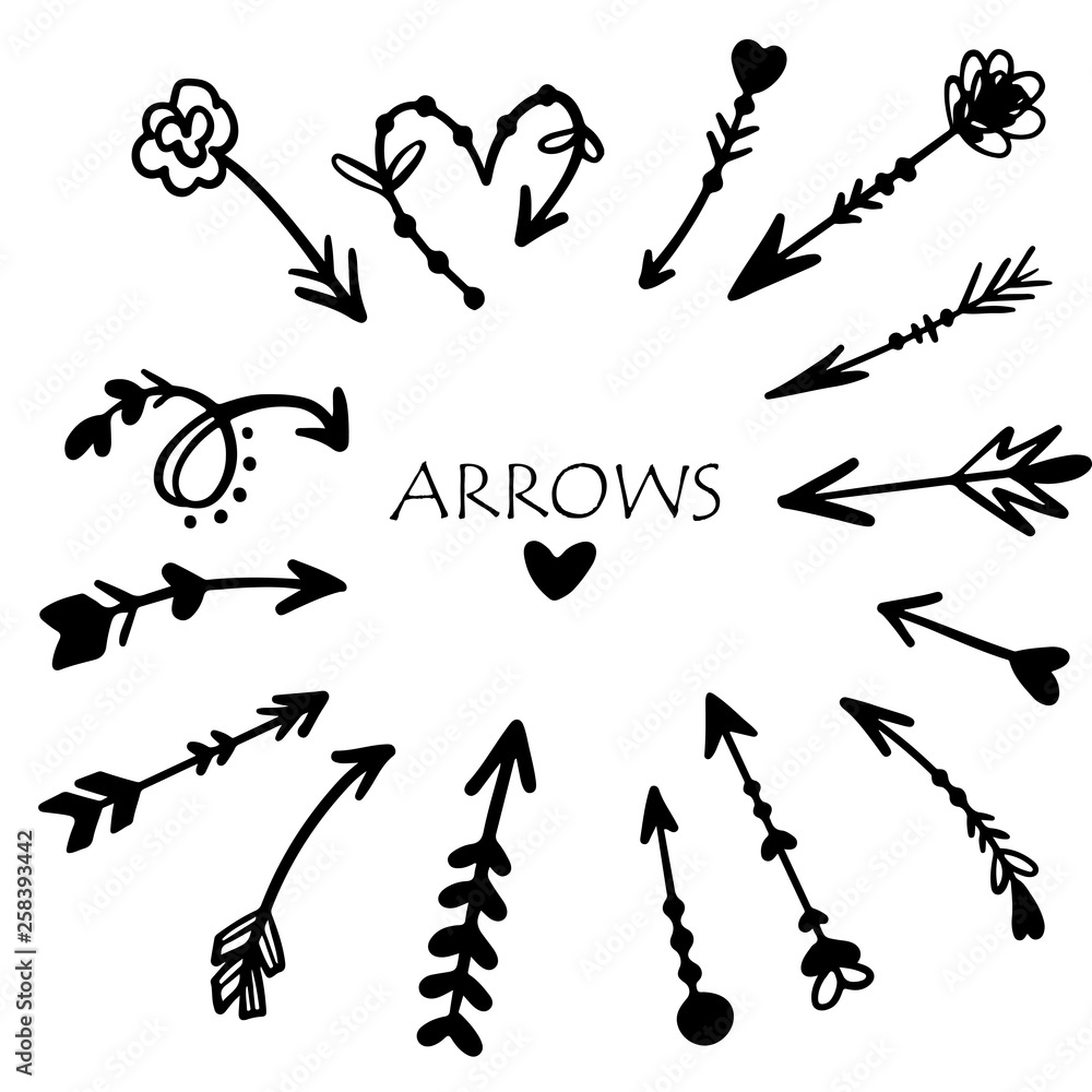 Hand drawn vector arrows set. Doodle elements. Hand drawn vector arrows set. Doodle elements.