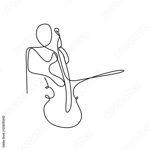 continuous line drawing of a jazz instrument.