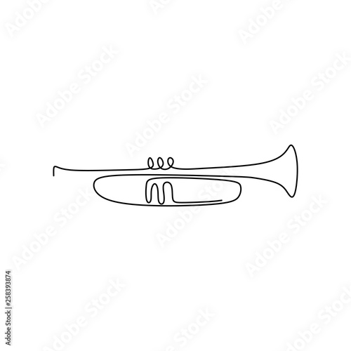 continuous line drawing of a jazz instrument.