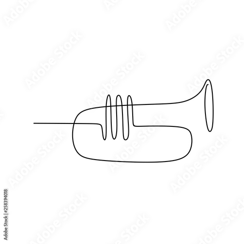 picture of a continuous line of trumpet musical instruments.