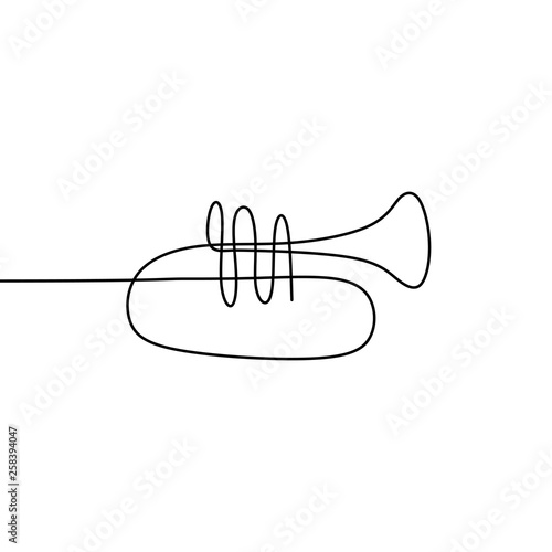 picture of a continuous line of trumpet musical instruments.