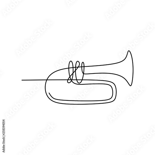 picture of a continuous line of trumpet musical instruments.