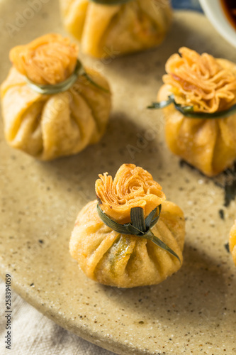 Homemade Deep Fried Shrimp Purse Dumplings