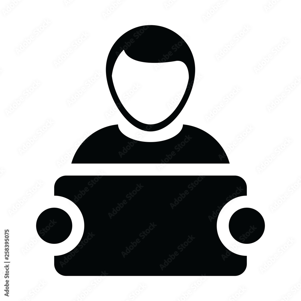 Promotion icon vector male person profile avatar symbol with signboard for advertising campaign in glyph pictogram illustration Promotion icon vector male person profile avatar symbol with signboard for advertising campaign in glyph pictogram illustration