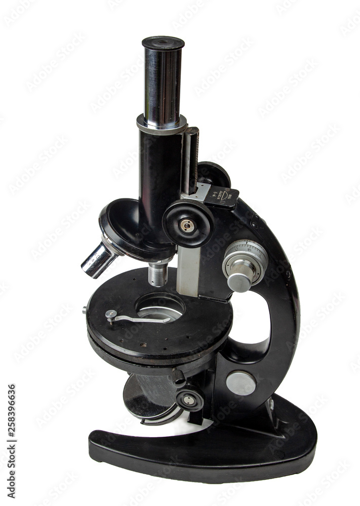Microscope black on a white background