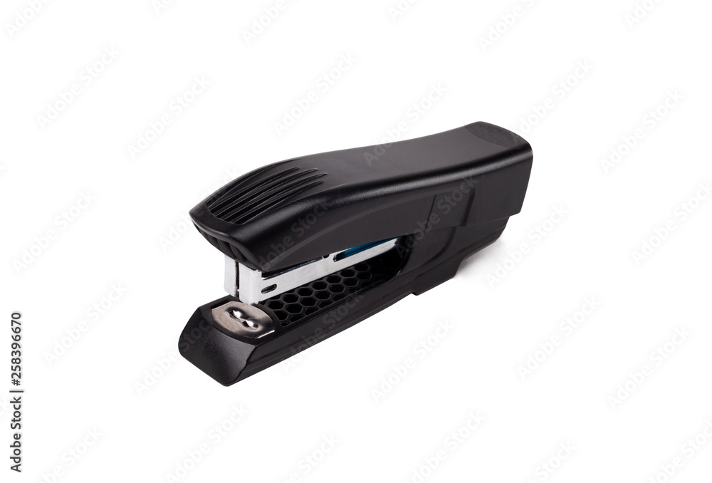 black stapler on white background black stapler on white background