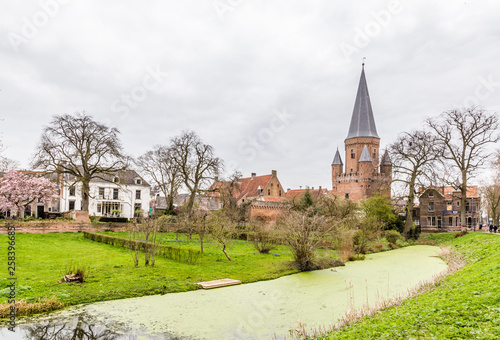 Cityscape of Zutphen with Drogenaps tower, a medieval city along the river IJssel in Gelderland in the Netherlands