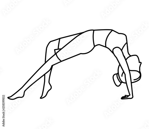 woman practicing yoga position