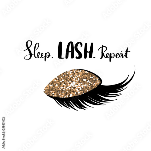 Hand sketched Lashes quote. Calligraphy phrase for beauty salon