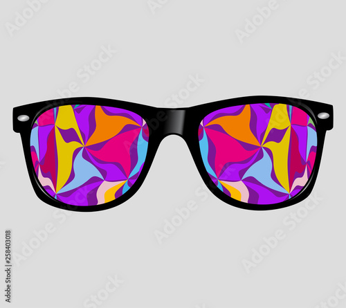 Sunglasses with Abstract Vector Illustration Background Hipster Style