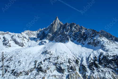 The paek of the Aiguille du Dru, the Mont Blanc Massif, Chamonix, France