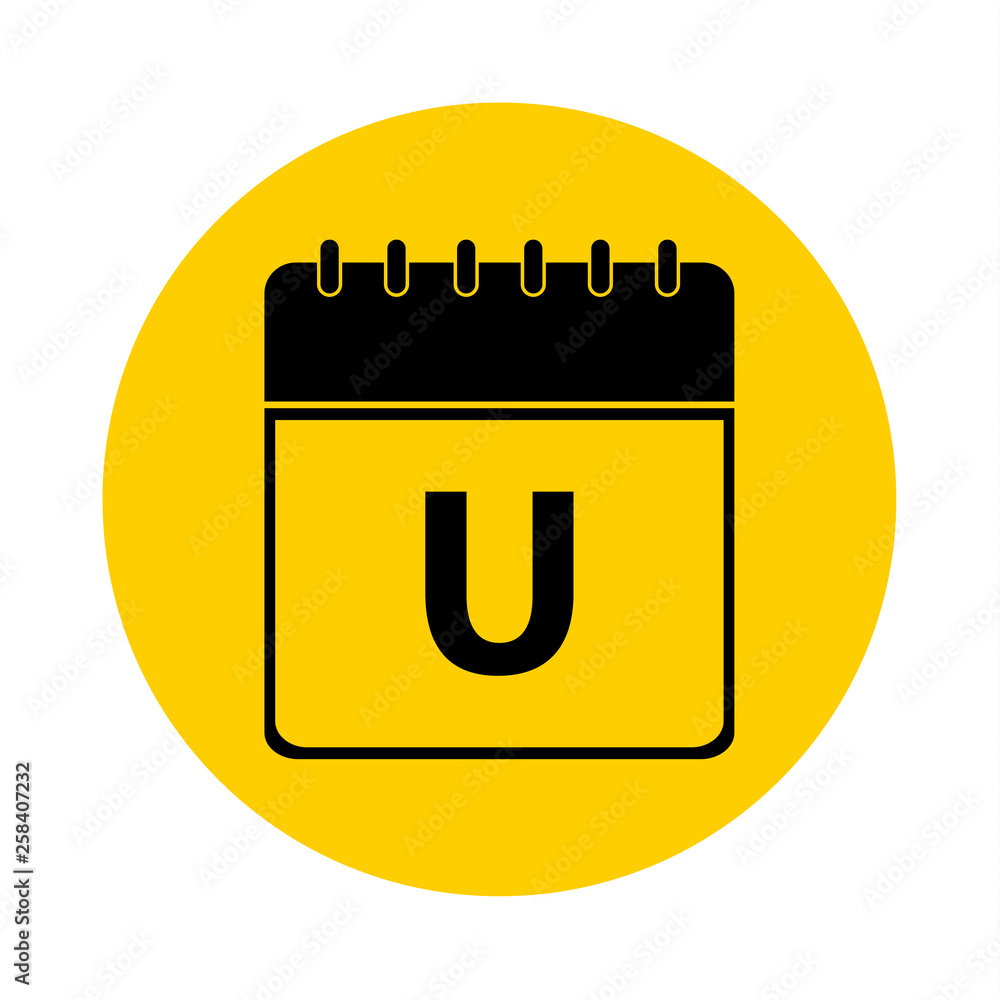 Letter U Day Calendar Yellow Vector Icon Letter U Day Calendar Yellow Vector Icon