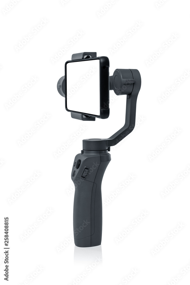 Smartphone gimbal stabilizer isolated on white background. Smartphone gimbal stabilizer isolated on white background.