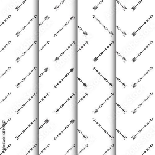 Set of arrows seamless pattern on white background