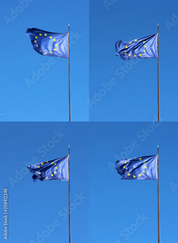 Flag of the European Union - 4 different positions photo