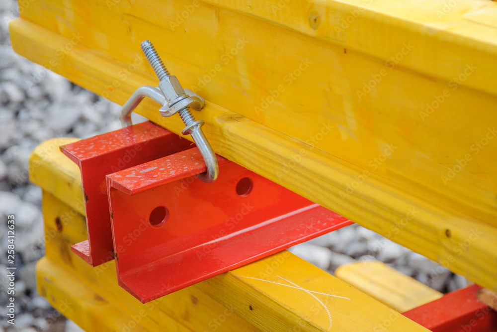 custom made wallpaper toronto digitalConnection of metal beams and wooden beams into one system close-up