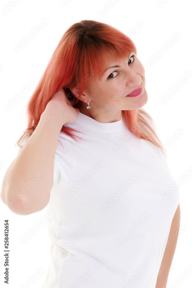 Red-haired young woman in the studio Red-haired young woman in the studio