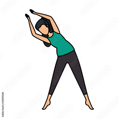 woman practicing yoga position