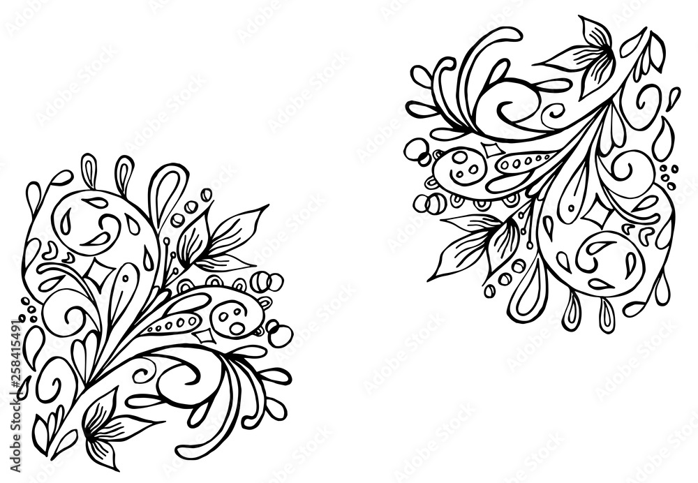 Vector illustration with ornament abstract figures. Can be painted how you want.