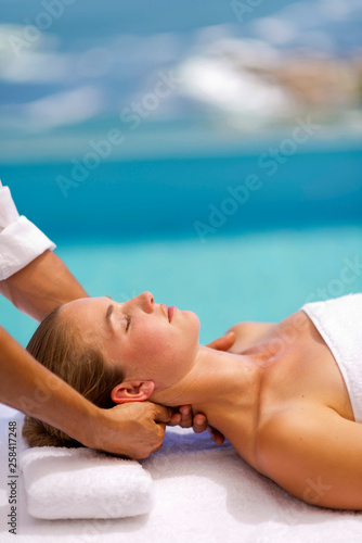 Neck massage by the sea