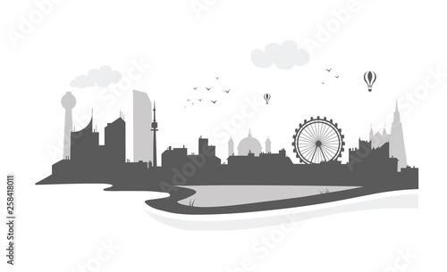 Wien Skyline Silhouette Vienna City Banner Black