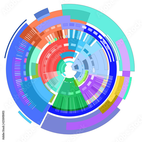 Disk of colored geometric shapes