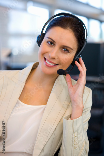 Female call center operator