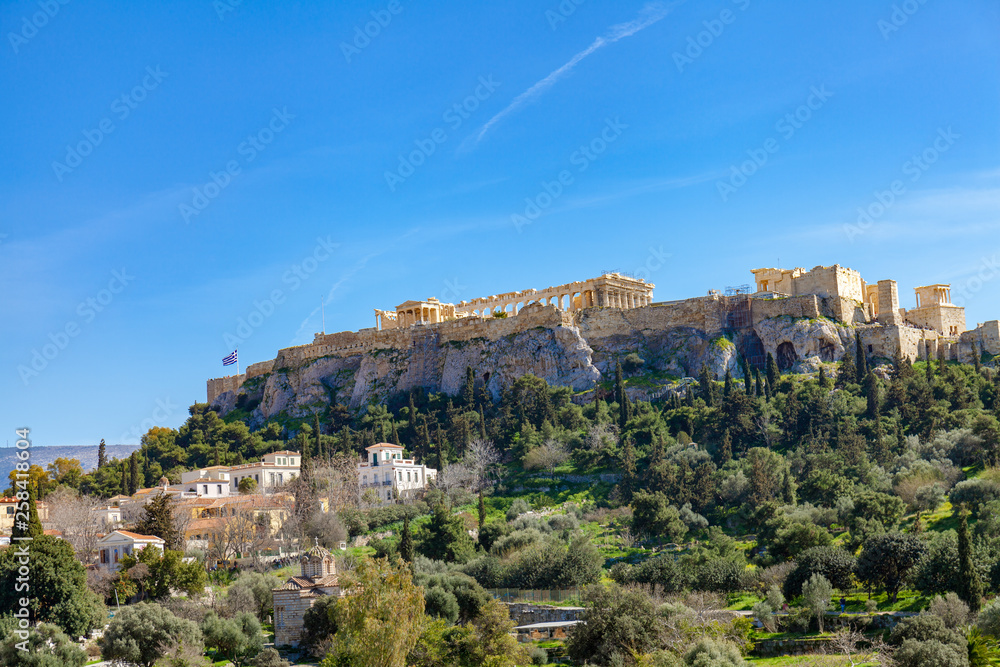View of the The Acropolis of Athens. March, 6th. 2019